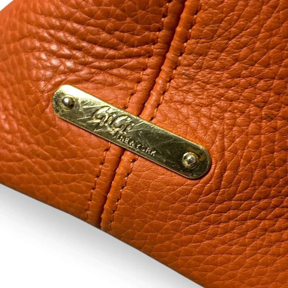 Gigi New York Orange Rust Leather Taylor Tote Bag Gold Hardware